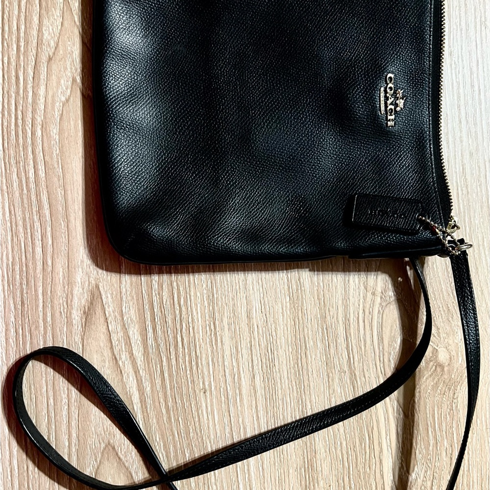 Coach Black Textured Leather Pouch